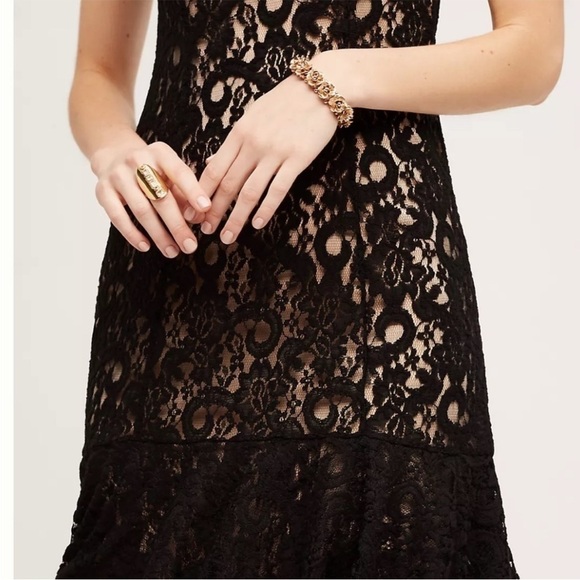 Anthropologie Moulinette Soeurs Black Lace Midi Cami Cotrina Dress Size 0 NWT - Picture 12 of 13
